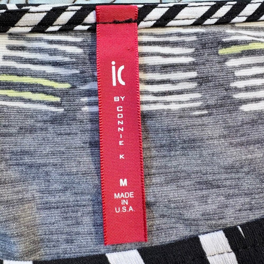 IC by Connie K Abstract Stripe Wearable Art Tunic Tie Sleeve Top USA Sz M🧡 - Picture 9 of 12